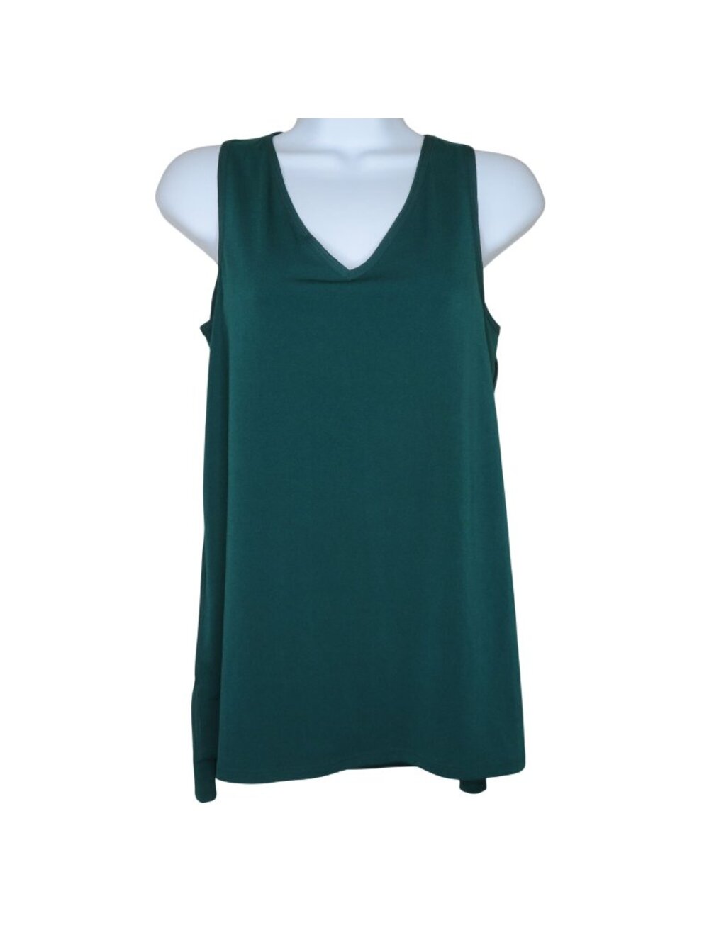 Banana Republic Womens Sleeveless V-Neck Top Green XS Hi Low Hemline